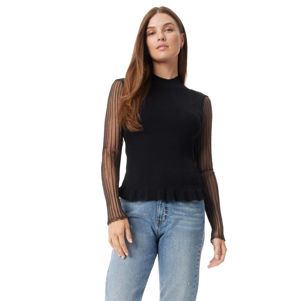 Women Aubree Sheer Pleated Sleeve Sweater, Small, 19B-196T009